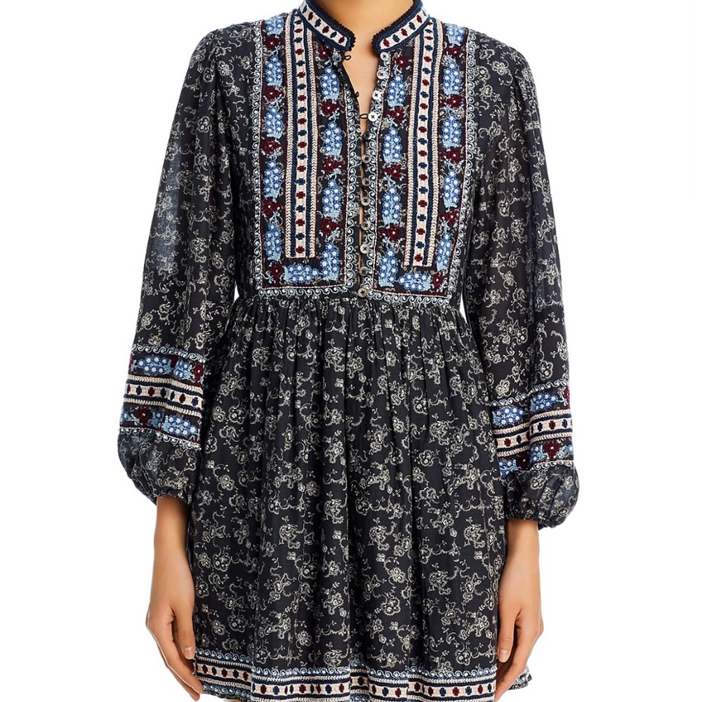 Sea NY Women’s Everly Dress, Size S, Black Multi Color Embroidered Floral